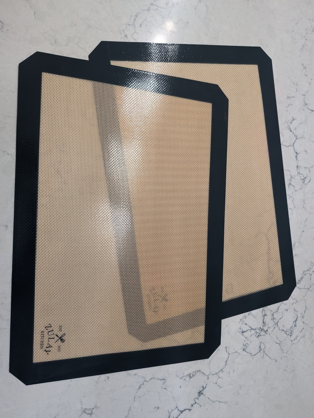 Zulay Beige Non-Stick Silicone Baking Mat with Black Border - Set of 2